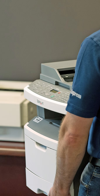 person printing smart courier documents